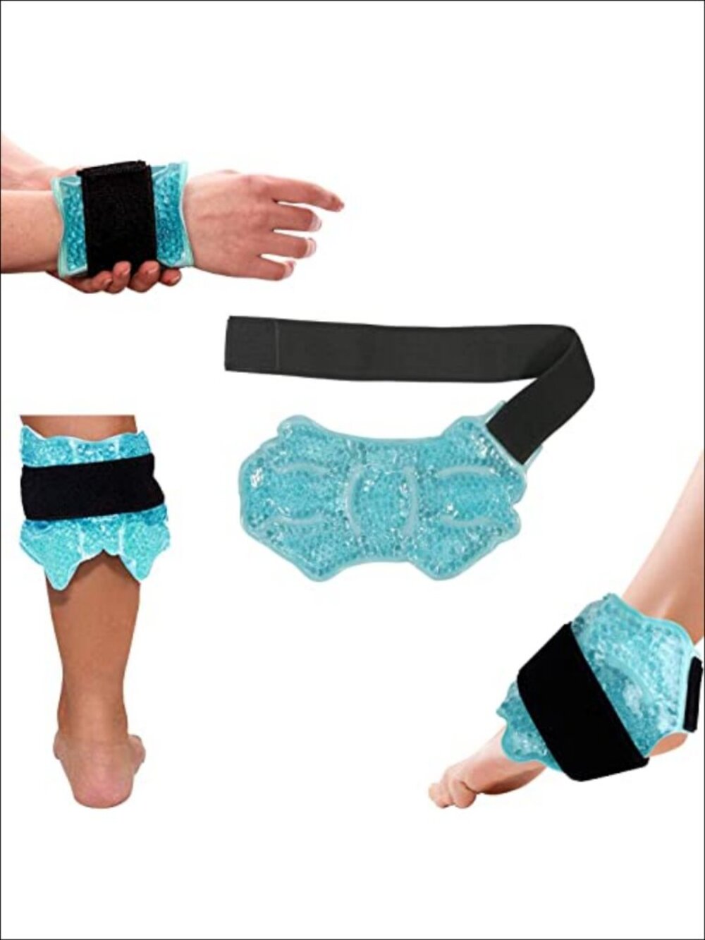 Foot & Ankle Hot Cold Gel Ice Wrap Adjustable Brace Reusable